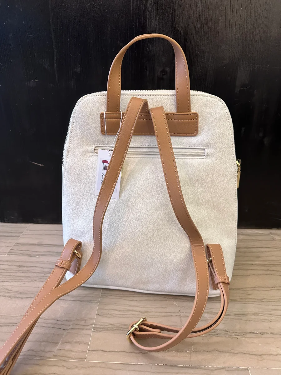 Zainetto Bianco con Dettagli Cuoio – Backpack Elegante 31 cm - immagine 4