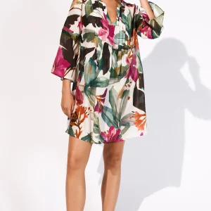 Abito mare in cotone e seta a fantasia floreale MARYAN MEHLHORN