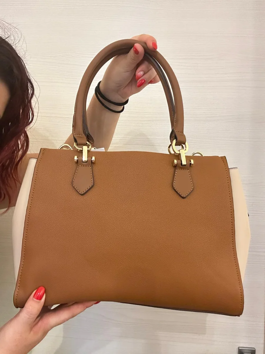 BORSA DONNA XTI RIGIDA COLOR CUOIO E BEIGE A CONTRASTO - immagine 5