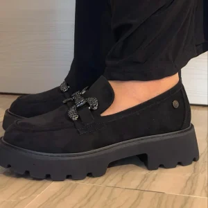 MOCASSINO XTI NERO CON FIBBIA IN STRASS