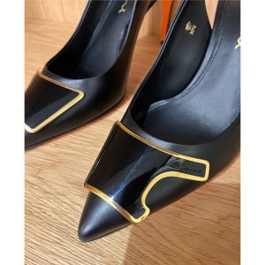 Santoni Slingback Sibille tacco 8.5 in pelle nera