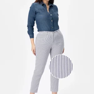 Lenny Ntd Pantalone Rigato di cotone super elastico