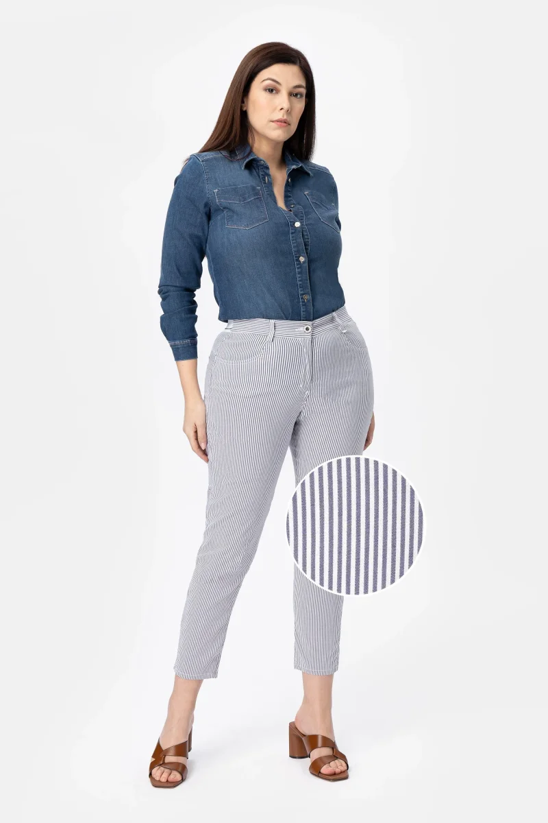 Lenny Ntd Pantalone Rigato di cotone super elastico