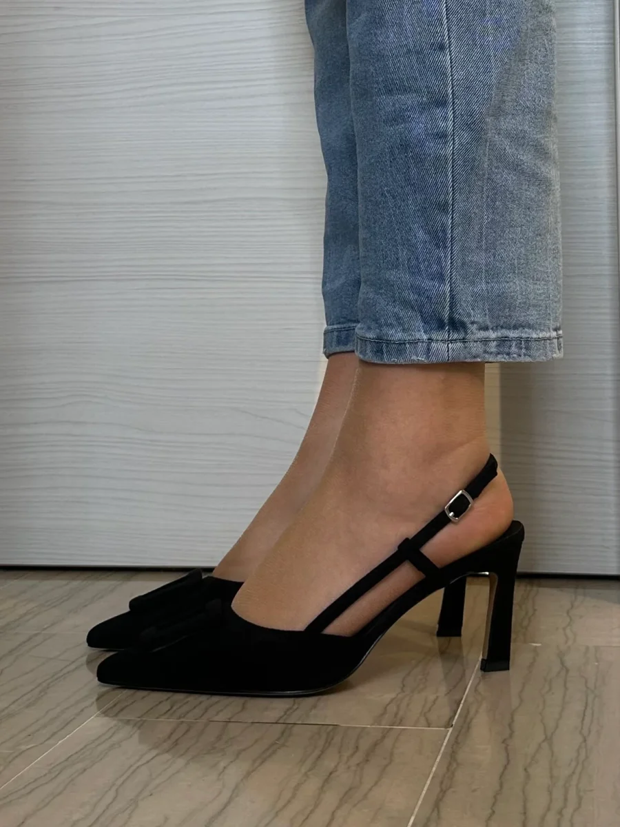 DÉCOLLETÉ AZAREY DONNA SLINGBACK NERA IN PELLE - immagine 3