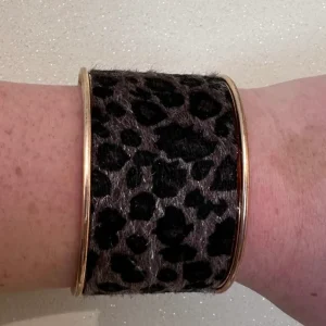 BRACCIALE RIGIDO DONNA LEOPARDATO CON BASE ORO