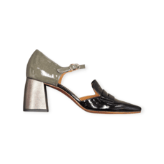 DECOLLETE’ “Alinea – Chie Mihara” IN VERNICE GRIGIO/NERO 65 mm