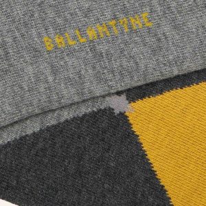 Ballantyne Calzino in cotone motivo rombo toni grigio/giallo