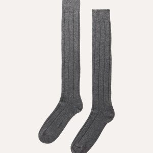 Ballantyne Calzino in lana tinta unita grigio