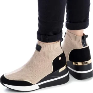 SNEAKER A CALZA XTI BEIGE E NERA
