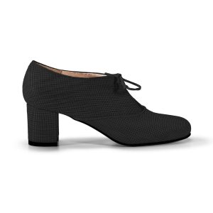 Mod. CLOE – Scarpa stringate con tacco applicato stile retrò in pelle vegana di legno di acero nero