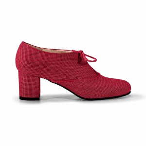 Mod. CLOE – Scarpa stringate con tacco applicato stile retrò in pelle vegana di legno di acero rosso vivo