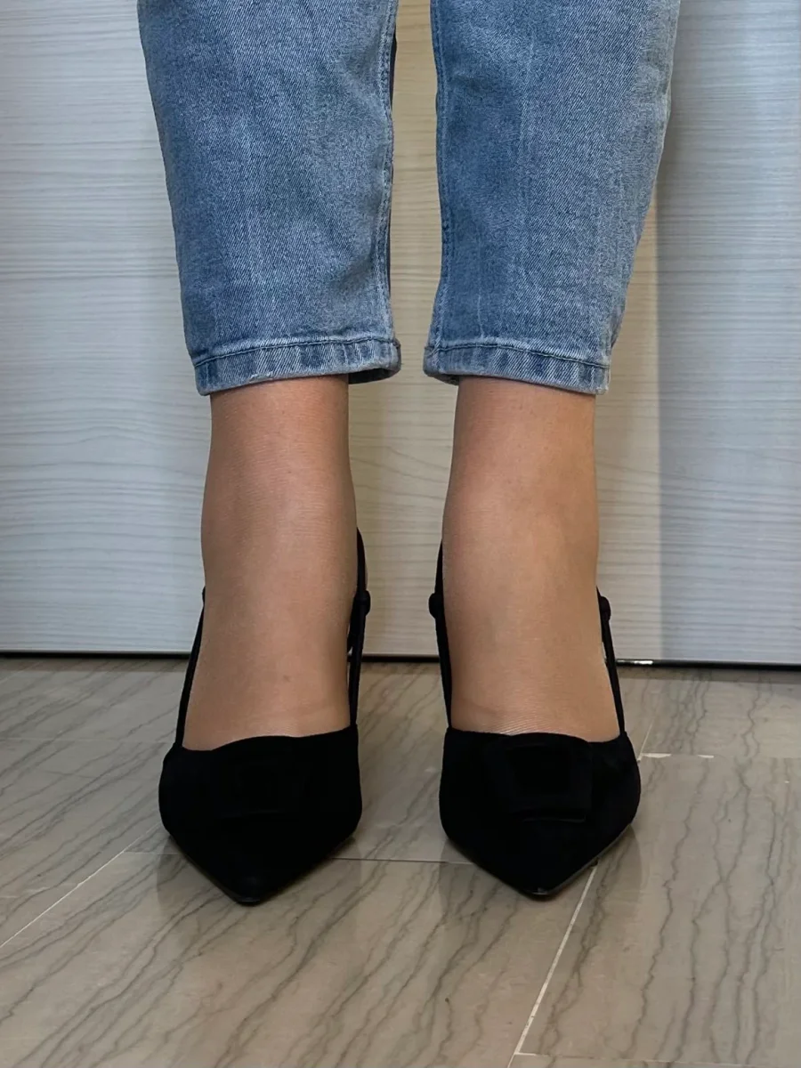 DÉCOLLETÉ AZAREY DONNA SLINGBACK NERA IN PELLE - immagine 4