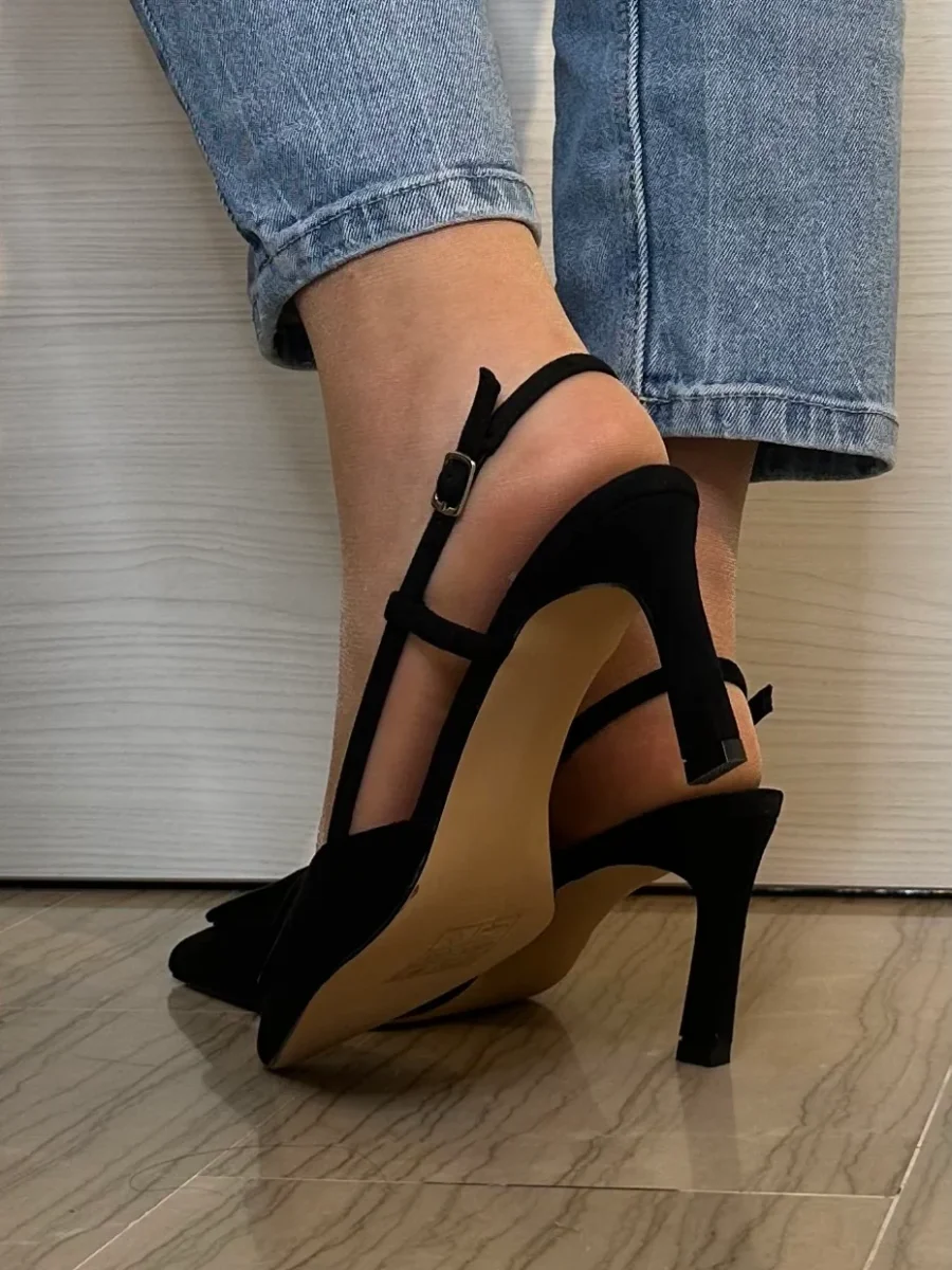 DÉCOLLETÉ AZAREY DONNA SLINGBACK NERA IN PELLE - immagine 5