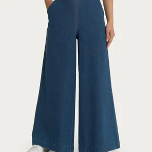 Jeans a palazzo con tasche in Super Light Denim - Indigo RAGNO