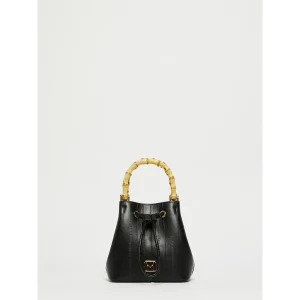 Borsa a secchiello in tessuto spalmato con stampa rettile - NERO MARELLA