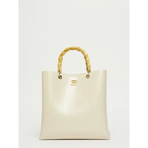 Shopper in tessuto spalmato con stampa rettile - AVORIO MARELLA