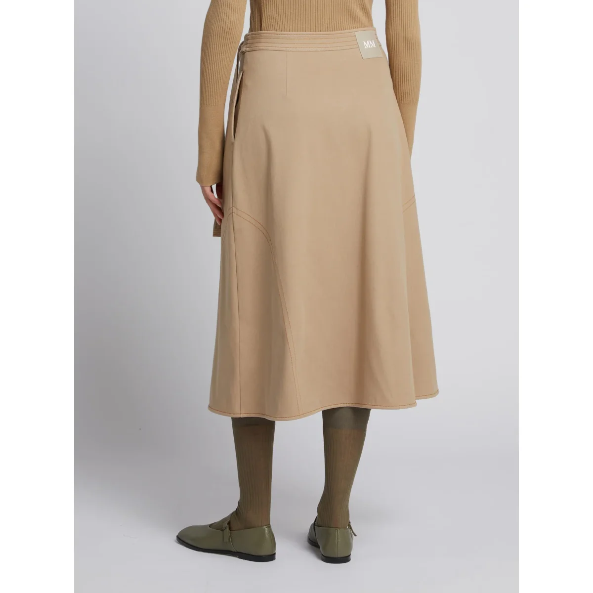 Gonna midi a portafoglio in jersey di misto cotone effetto denim - BEIGE MAXMARA MM - immagine 3