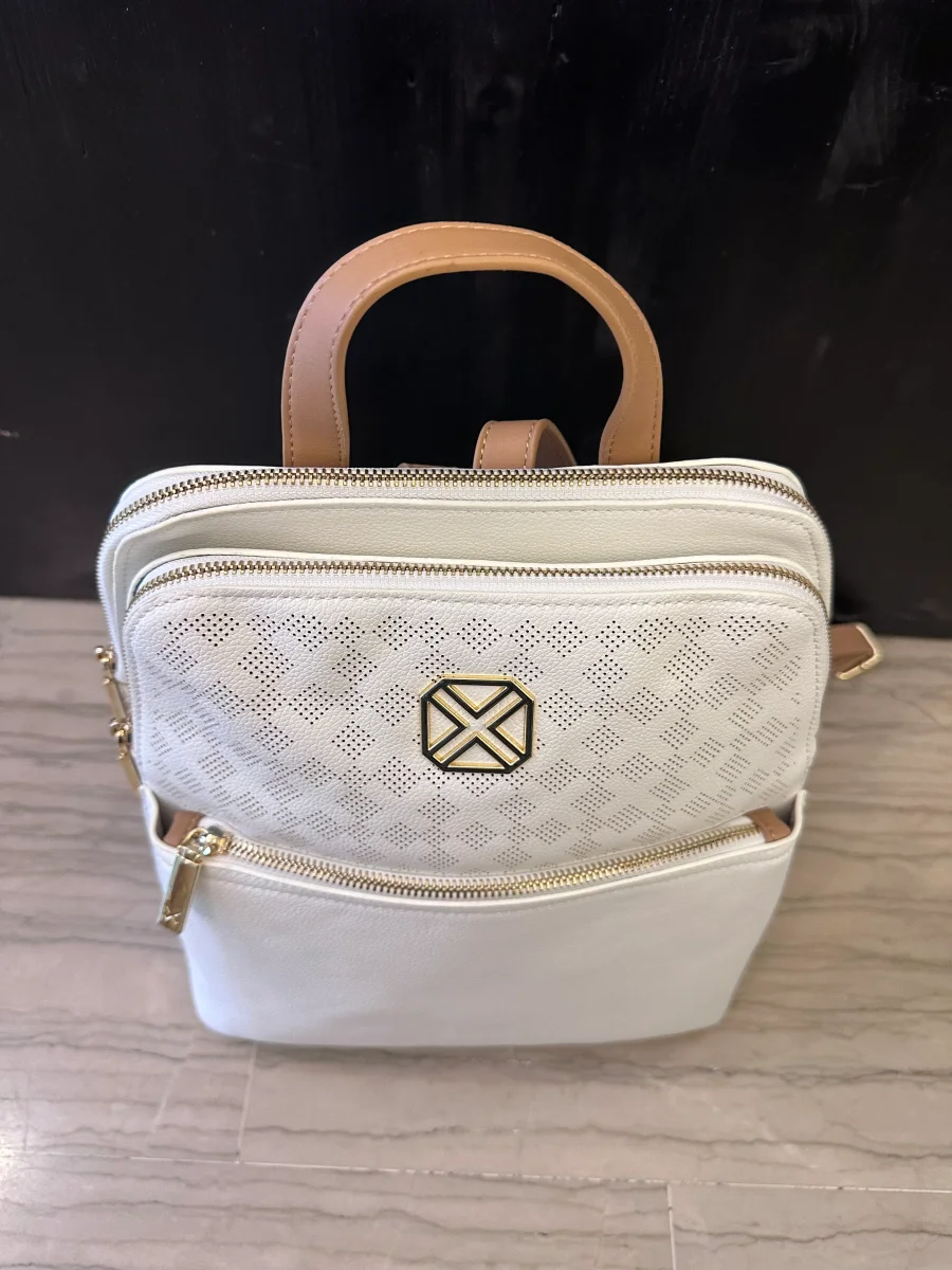 Zainetto Bianco con Dettagli Cuoio – Backpack Elegante 31 cm - immagine 5