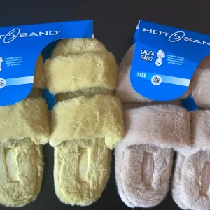 PANTOFOLE DA CASA DOPPIA FASCIA BEIGE O SENAPE