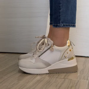 SNEAKER XTI BEIGE CON TACCO E ZIP