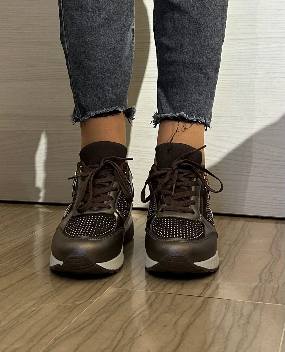 SNEAKER DONNA TIGLIO BRONZO CON STRASS - immagine 4