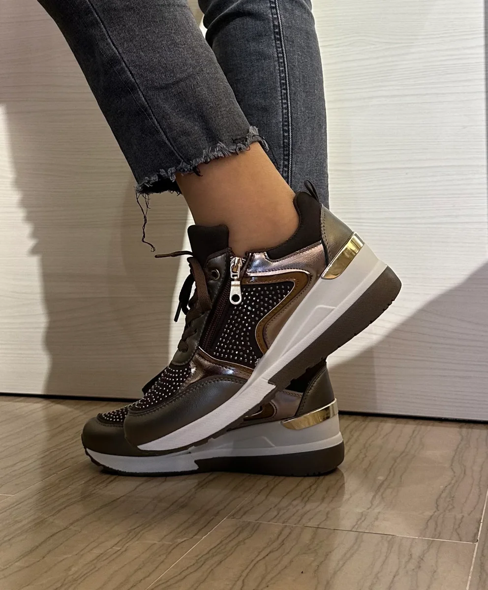 SNEAKER DONNA TIGLIO BRONZO CON STRASS - immagine 3