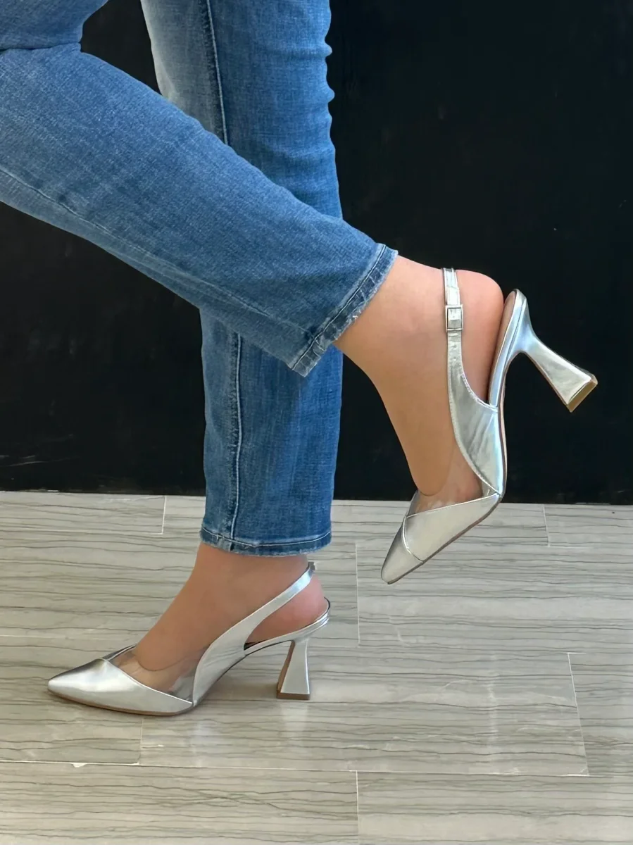 DÉCOLLETÉ AZAREY IN PELLE ARGENTO - immagine 3