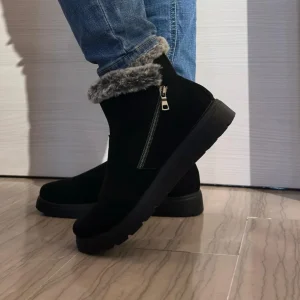 STIVALETTO DONNA FLYFLOT NERO CON ECOPELLICCIA GRIGIA