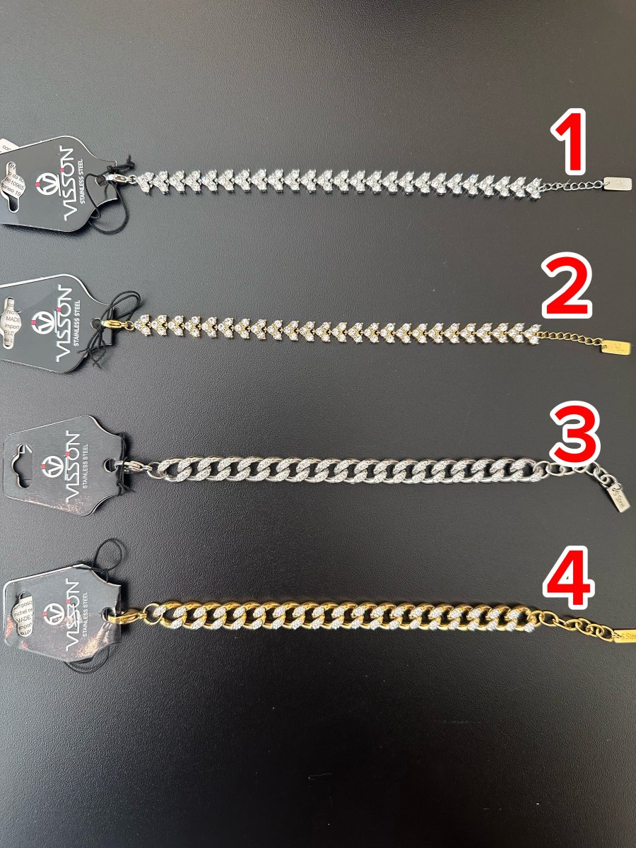 BRACCIALI ACCIAIO FOGLIA E CATENE - immagine 2