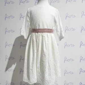 Vestito cerimonia con fusciacca rosa Paz Rodriguez