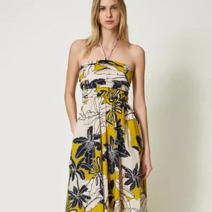 Abito longuette in popeline stampato