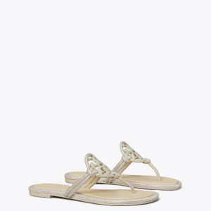 Tory Burch Sandalo Miller in pelle annodata con pavè bianco