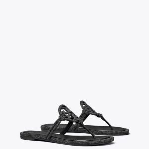 Tory Burch Sandalo Miller in pelle annodata con pavè blu