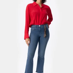 Mirea Ant09 Jeans in denim super stretch con orlo sfrangiato