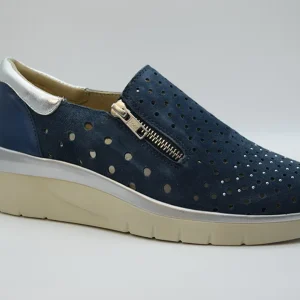 Melluso Sneaker Slip On Forata Con Cerniera K55343 Suede Blu