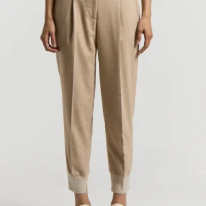 Peserico Pantalone in flanella di lana e viscosa – Amber Beige
