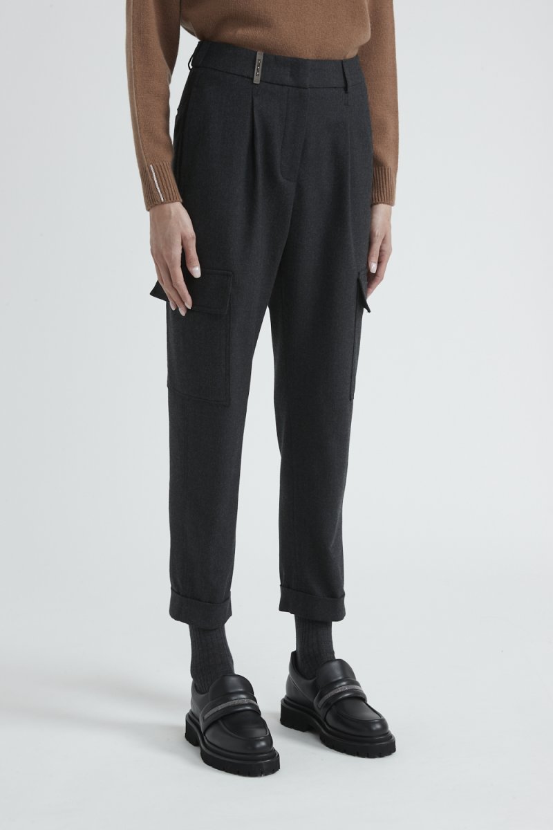 Peserico Pantalone cargo in flanella di lana tecnica