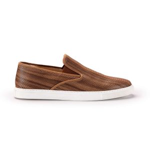 Mod. PABLO – Fashion sneakers senza lacci  in pelle vegana di legno di noce