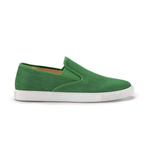 Mod. PABLO – Fashion sneakers senza lacci  in pelle vegana di legno di acero smeraldo