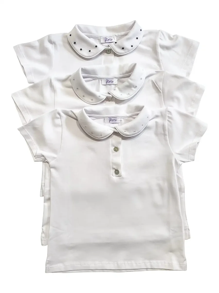 polo in jersey manica corta colletto ricamo pois (+colori)