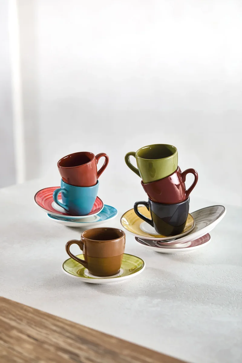 Set 6 Tazzine da Caffè con Piattini in Vetro di Murano - Maison Sucrée Collezione Daily