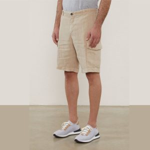 Peserico Pantaloncini in tela di lino con tasca laterale