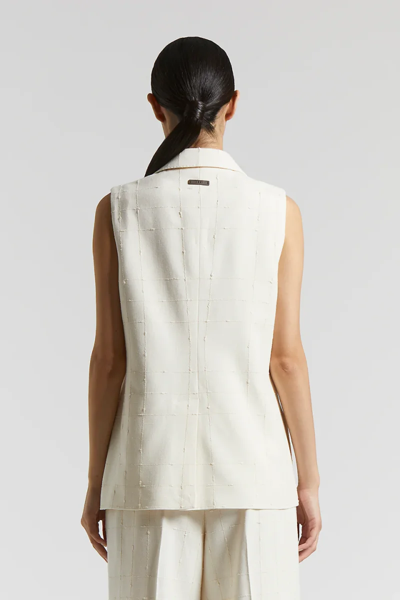 Peserico Gilet doppiopetto in stuoia Bouclè Bianco Nuvola - immagine 4