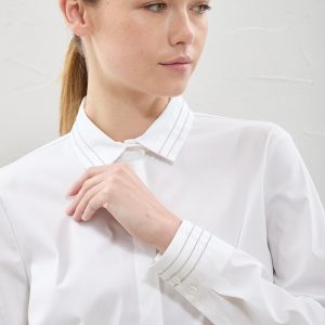 Peserico Camicia comfort con collo e polsi Punto Luce bianca
