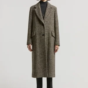 Peserico Cappotto lungo in resca di lana e pailettes