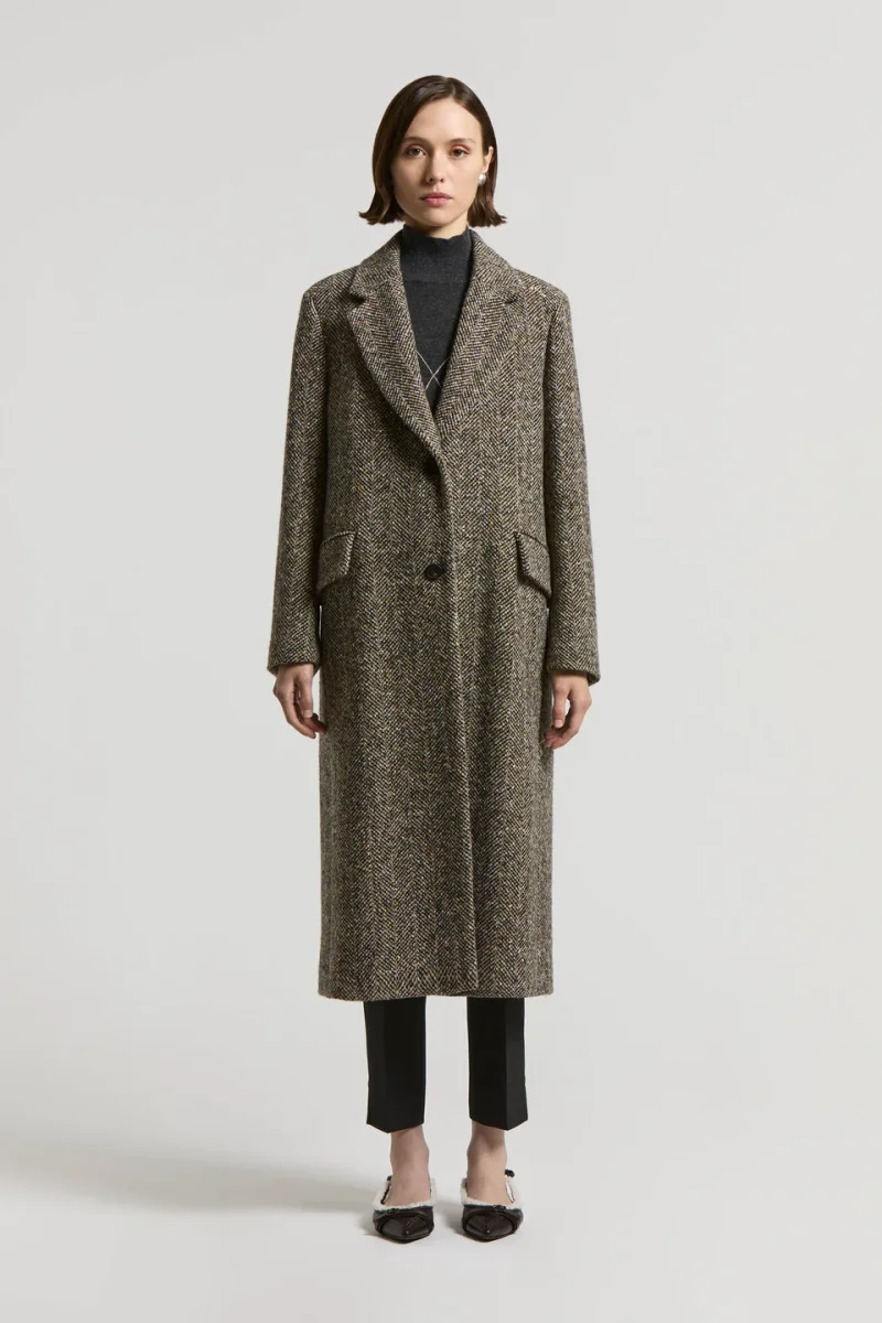 Peserico Cappotto lungo in resca di lana e pailettes - immagine 7