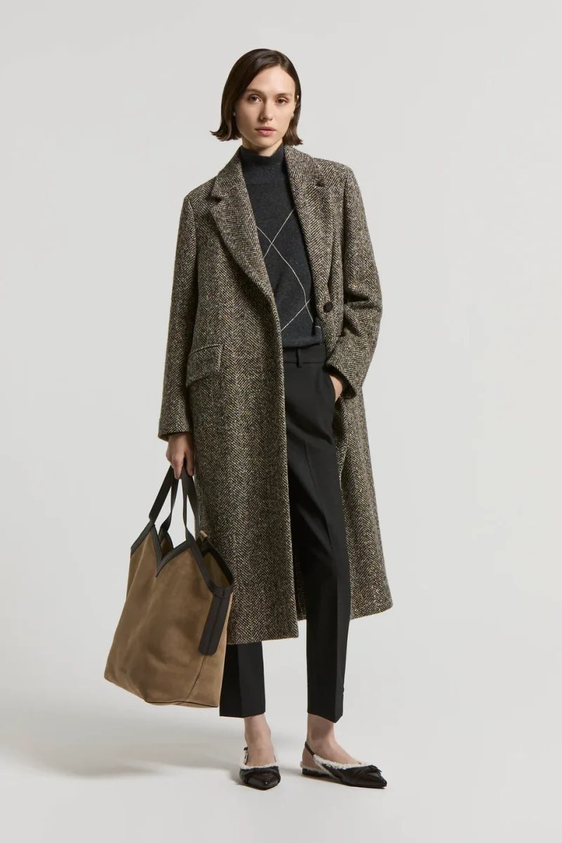 Peserico Cappotto lungo in resca di lana e pailettes - immagine 3