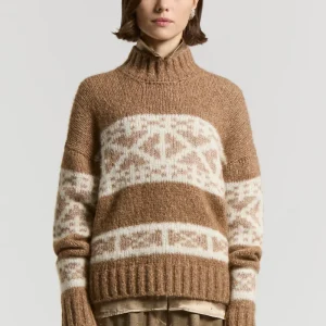 Peserico Maglia norvegese in mouline di alpaca e lana – Amber Beige