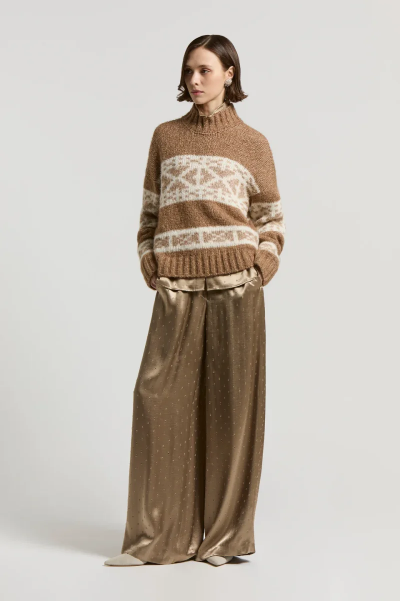 Peserico Maglia norvegese in mouline di alpaca e lana – Amber Beige - immagine 3