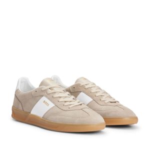 Hugo Boss sneakers stringate in pelle scamosciata beige